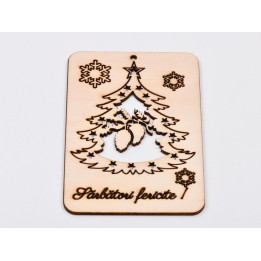 L968- Decupaj din lemn puzzle, Brad 14x10 cm - 1 buc