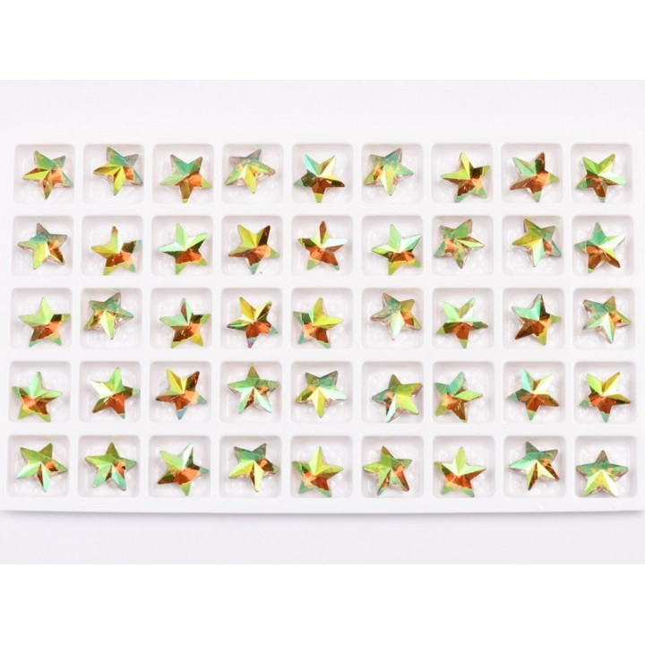 P4616-Cristal Star Fancy Stone, 10mm, Crystal Iridescent Green Silver Foiled - 1 buc