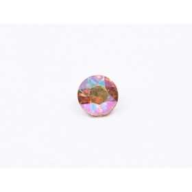 0826-Austria Chaton Round Stone, 7mm, Crystal Iridescent Green Silver Foiled - 1 buc