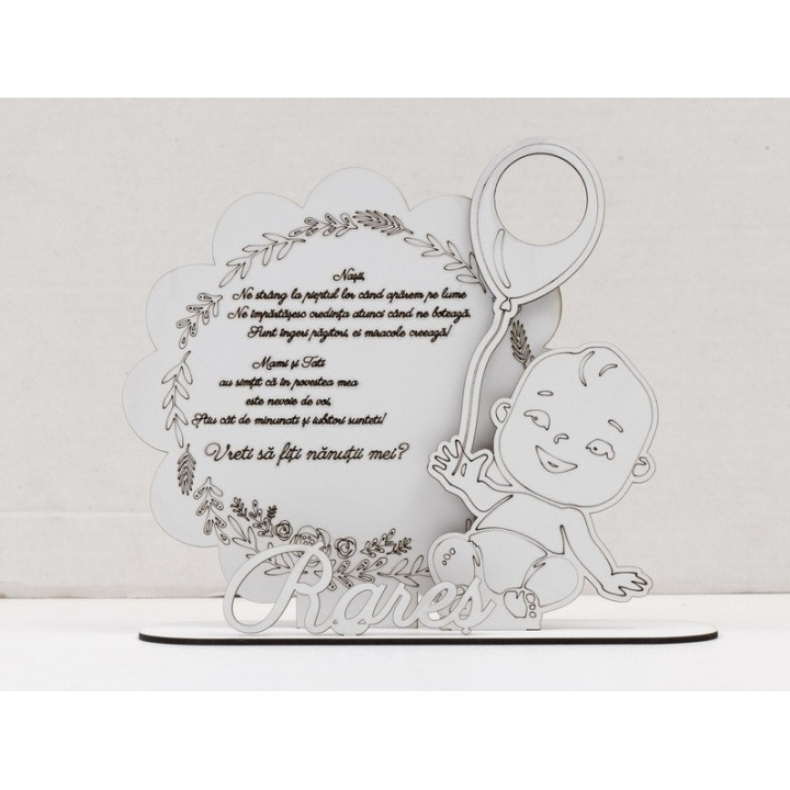 L975 -Decupaj MDF cu nume "Vreti sa fiti nanutii mei" 19x21 cm  -1 buc