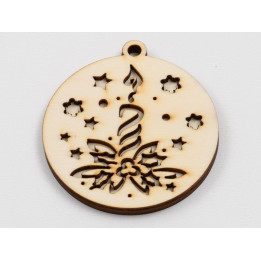 L976 -Glob lemn dublu "Candle" 9x8 cm  -1 bucata