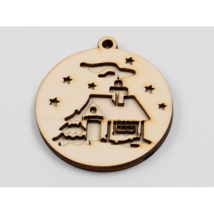 L977 -Glob lemn dublu "House" 9x8 cm  -1 bucata