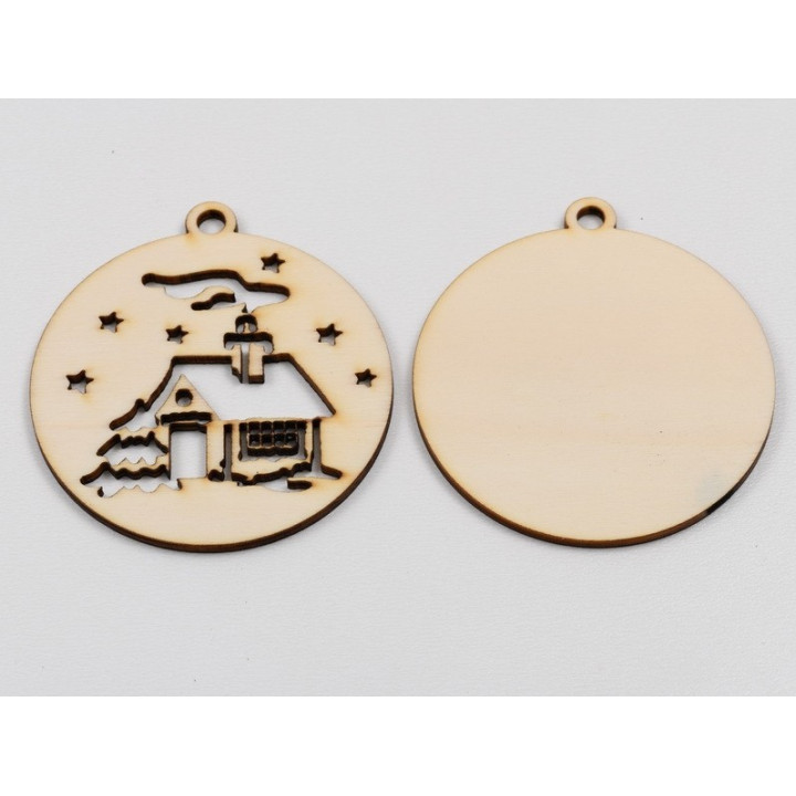 L977 -Glob lemn dublu "House" 9x8 cm  -1 bucata