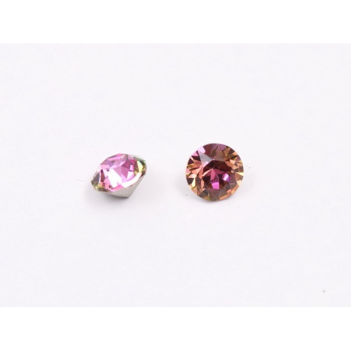 0830-Austria Chaton Round Stone, 6mm, Crystal Heliotrope Silver Foiled - 1 buc