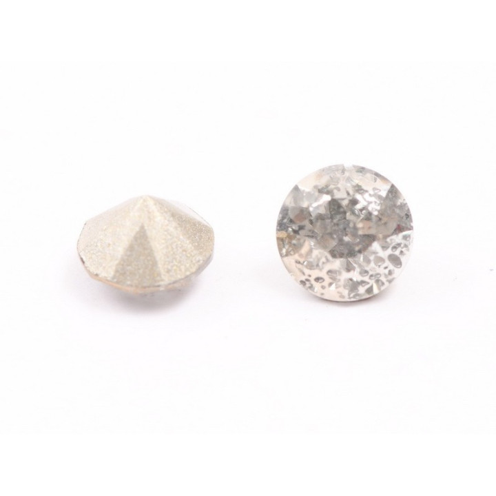 0832-Austria Chaton Round Stone, 7mm, Crystal Silver Patina Silver Foiled- 1 buc