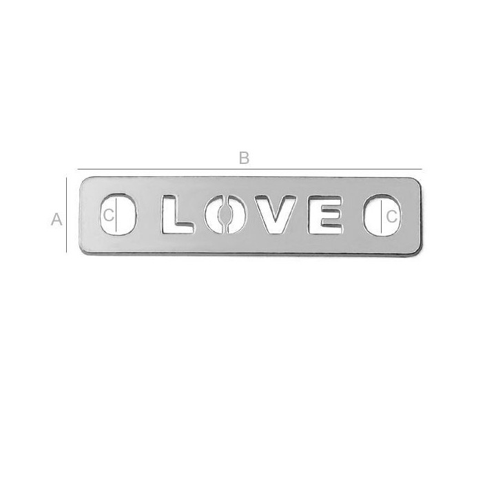 G0869 N Link charm :LOVE 25mm argint 925 0.5mm - bijuterii personalizate din argint | simoshop
