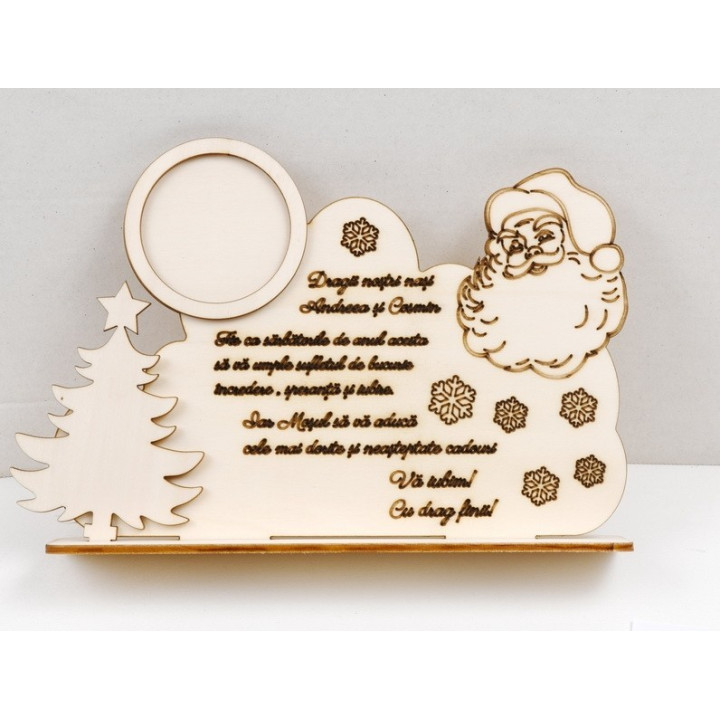 L992 - Decoratiune lemn cu loc pt foto  "Dragii mei nasi" -25x18cm -1 bucata