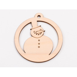 L1034-Glob din lemn "Snowman"  - 9x8 cm