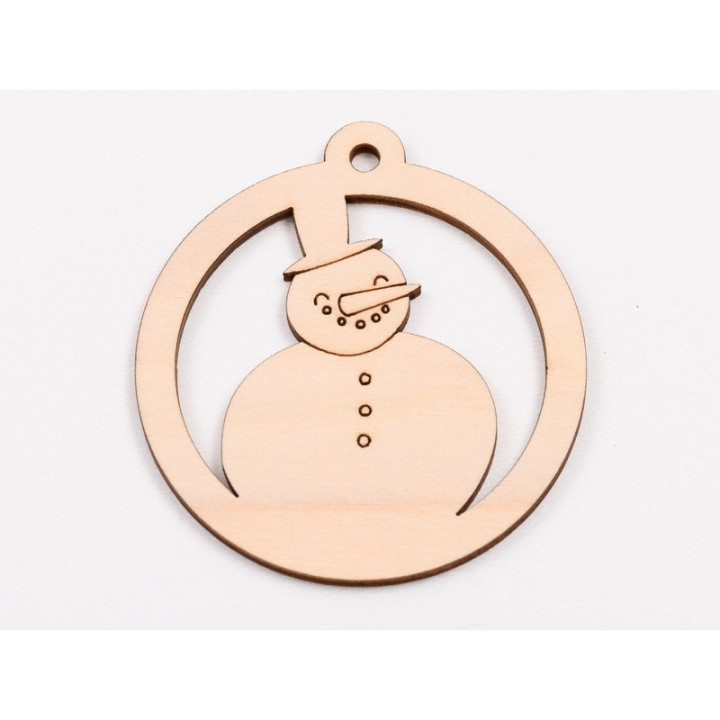 L1034-Glob din lemn "Snowman"  - 9x8 cm