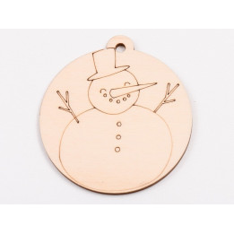 L1035-Glob din lemn "Snowman2"  - 9x8 cm