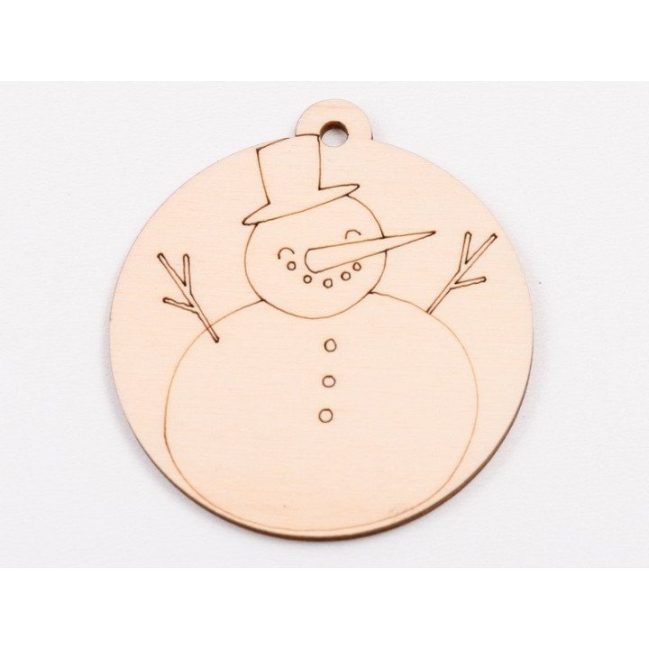 L1035-Glob din lemn "Snowman2"  - 9x8 cm