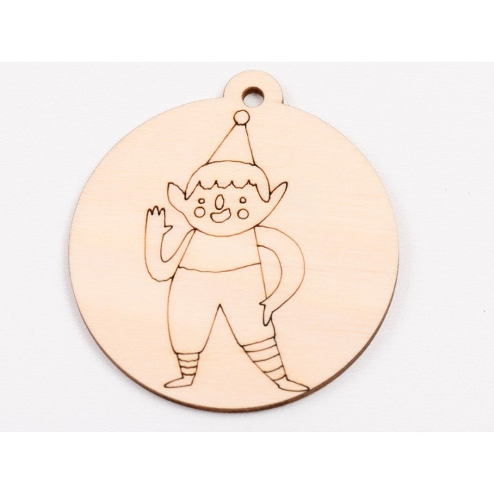L1041-Glob din lemn "Spiridus2"  - 9x8 cm