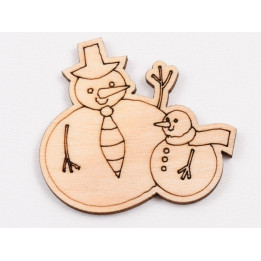 L1043-Figurina din lemn "Snowman family"  - 5.5x6 cm