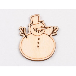 L1044-Figurina din lemn "Snowman "  - 5.5x4.5 cm