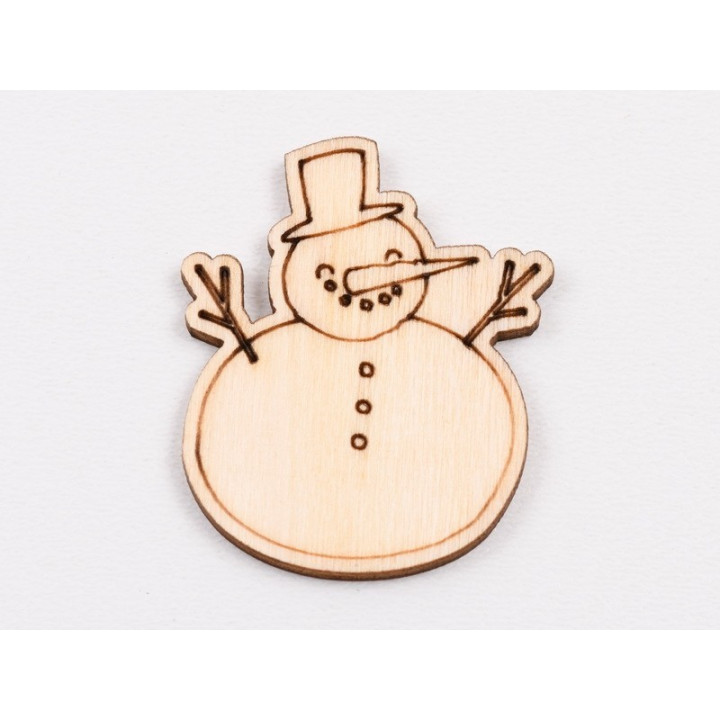 L1044-Figurina din lemn "Snowman "  - 5.5x4.5 cm