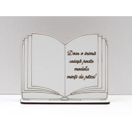 L1083-Decupaj carte cu supot din MDF alb "Doar o inima uriasa...", 10x13cm - 1 buc