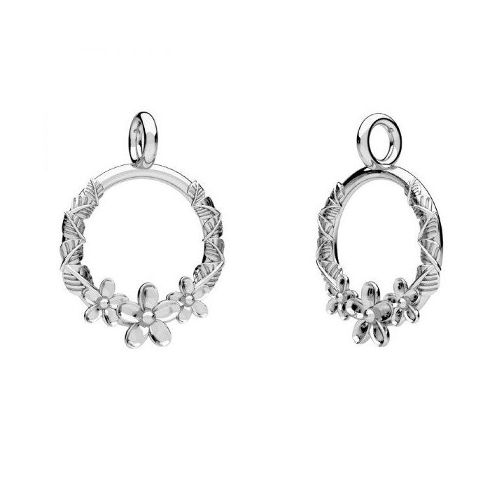 G0391-Pandantiv cu flori, Argint 925 13x17mm - 1 buc