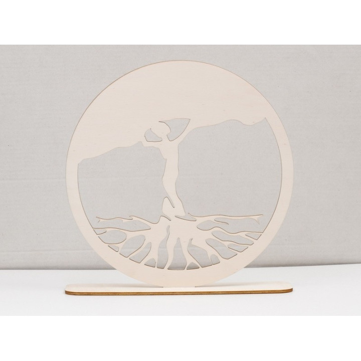 L1097-Decoratiune din lemn copacul vietii "Lady" cu suport diametru 15 cm 1buc