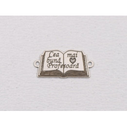 E1985 G Link Ag 925 Carte deschisa "Cea mai buna profesoara" 18x9mm, 0.4mm