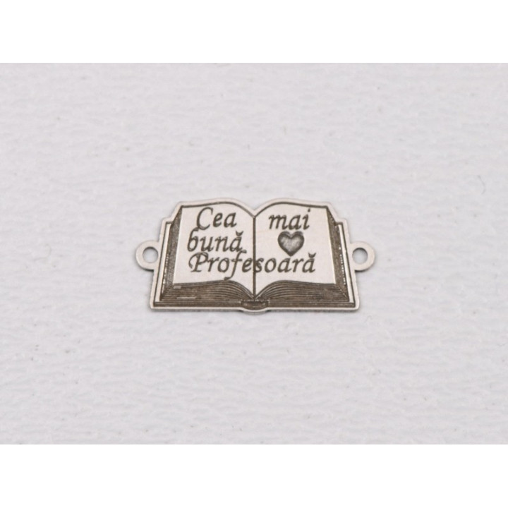 E1985 G Link Ag 925 Carte deschisa "Cea mai buna profesoara" 18x9mm, 0.4mm