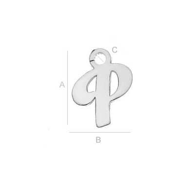 G0888-Litera P din argint 925 8.6x7.3mm 1 buc - bijuterii personalizate din argint | simoshop