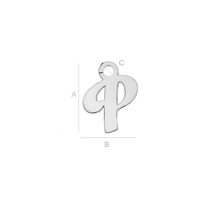 G0888-Litera P din argint 925 8.6x7.3mm 1 buc - bijuterii personalizate din argint | simoshop