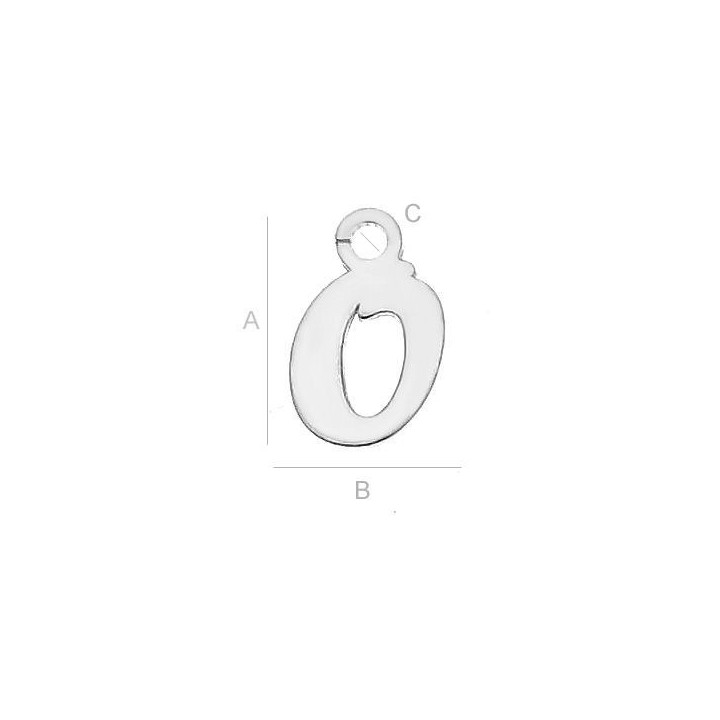 G0893-Litera O din argint 925 8.6x7.3mm 1 buc - bijuterii personalizate din argint | simoshop