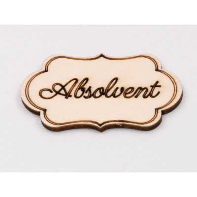 L1098 - Decupaj oval din lemn Absolvent 1 buc - bijuterii personalizate din argint | simoshop