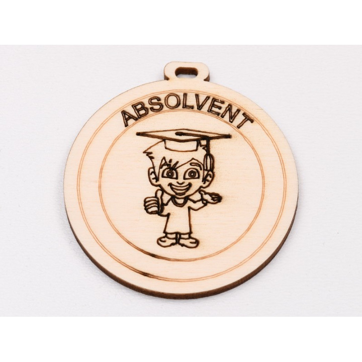 L1102 - Decupaj rotund din lemn "Absolvent" 1 buc