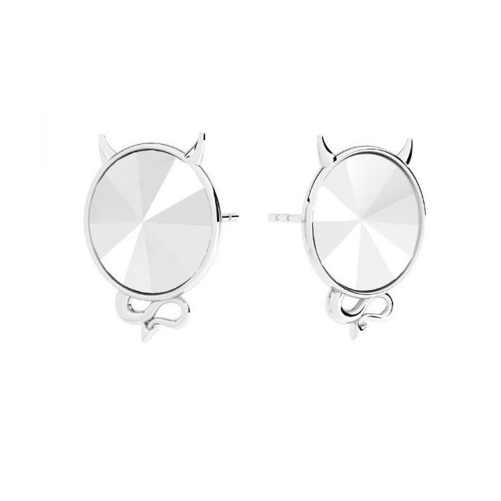 G0458-Tija cercel Devil, Argint 925, pentru cristal Rivoli de 12mm - 1 buc