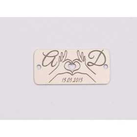 Tăbliță cuplu argint 925 personalizată cu dată
