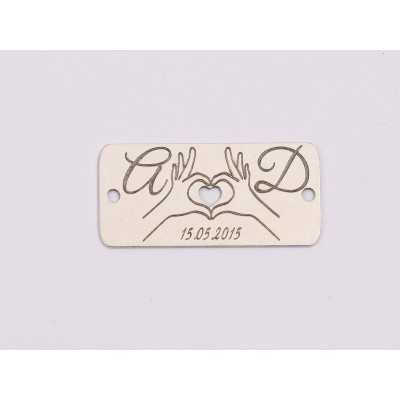 Tăbliță cuplu argint 925 personalizată cu dată