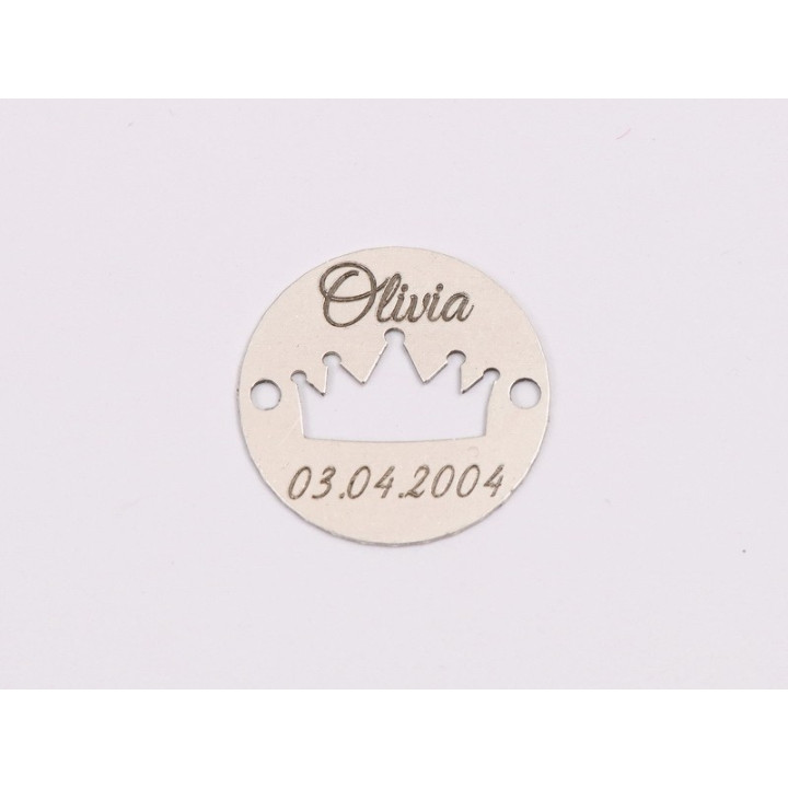 E1991 G Banut din argint pentru mot botez personalizabil cu coronita 16.5mm