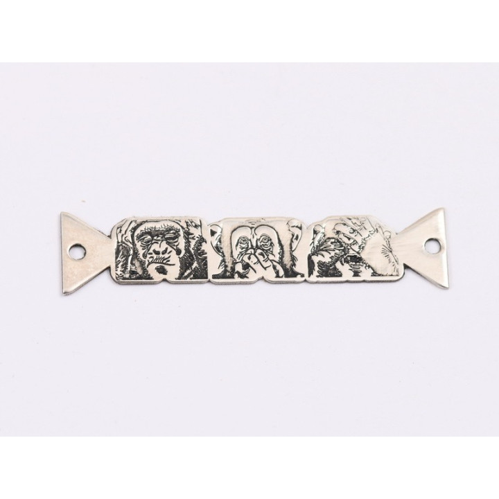 E1994 G Link Ag925 Three wise monkeys 35x6.5x0.5mm - bijuterii personalizate din argint | simoshop