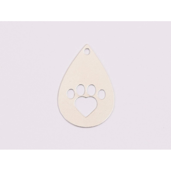 E2002 Cercel din argint heart&paw 18x12.5mm 0.3mm 1 buc - bijuterii personalizate din argint | simoshop