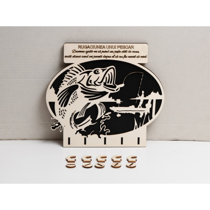 copy of L1055-Decoratiune din lemn "Nascut sa pescuiesc" - 30 cm - bijuterii personalizate din argint | simoshop