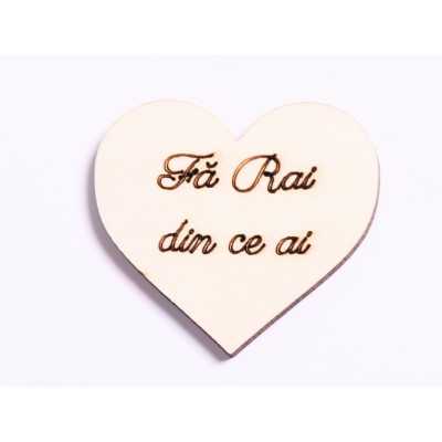 L1114-Decupaj inima lemn "Fa Rai din ce ai"-5cm, 1 buc - bijuterii personalizate din argint | simoshop