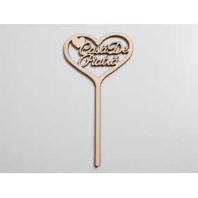 L1115-Topper lemn "Casa de Piatra" 15x8cm 1buc - bijuterii personalizate din argint | simoshop