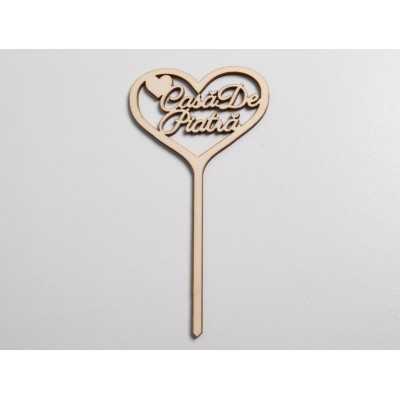 L1115-Topper lemn "Casa de Piatra" 15x8cm 1buc - bijuterii personalizate din argint | simoshop