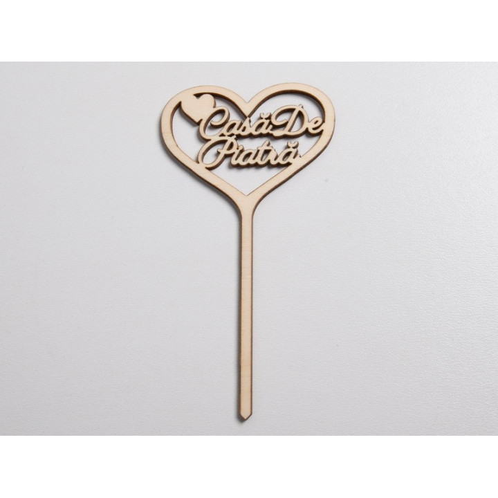 L1115-Topper lemn "Casa de Piatra" 15x8cm 1buc - bijuterii personalizate din argint | simoshop