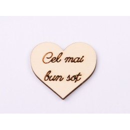 L1120-Decupaj inima lemn "Cel mai bun sot"-5cm, 1 buc - bijuterii personalizate din argint | simoshop