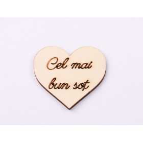 L1120-Decupaj inima lemn "Cel mai bun sot"-5cm, 1 buc - bijuterii personalizate din argint | simoshop