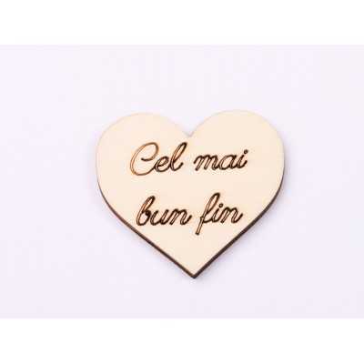 L1121-Decupaj inima lemn "Cel mai bun fin"-5cm, 1 buc - bijuterii personalizate din argint | simoshop