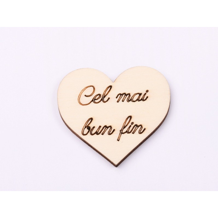 L1121-Decupaj inima lemn "Cel mai bun fin"-5cm, 1 buc - bijuterii personalizate din argint | simoshop