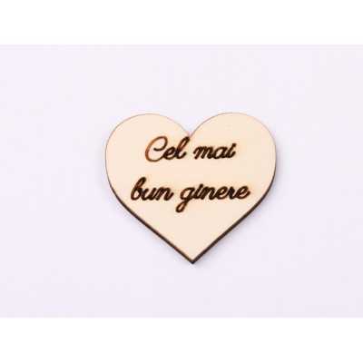 L1122-Decupaj inima lemn "Cel mai bun ginere"-5cm, 1 buc - bijuterii personalizate din argint | simoshop