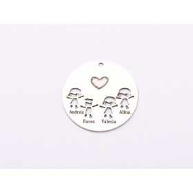 Pandantiv familie 4 membri personalizat argint 925