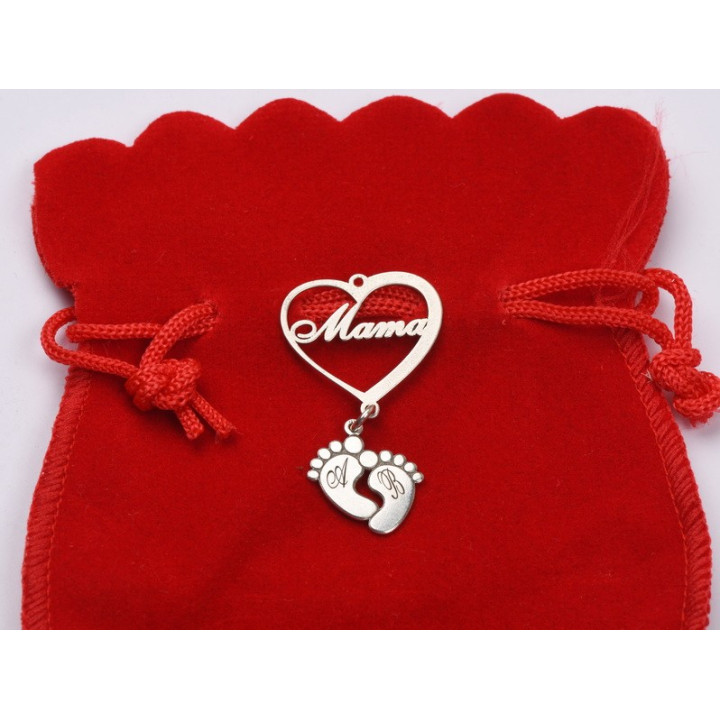 E2018 Pandant inima+charm talpite personalizabile Ag925 1 buc - bijuterii personalizate din argint | simoshop