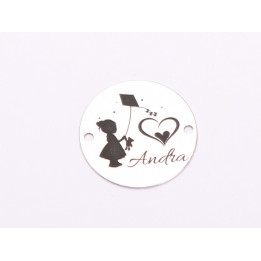 E2021 G Link fetita cu zmeu personalizabil cu nume Ag925 16.5mm - bijuterii personalizate din argint | simoshop