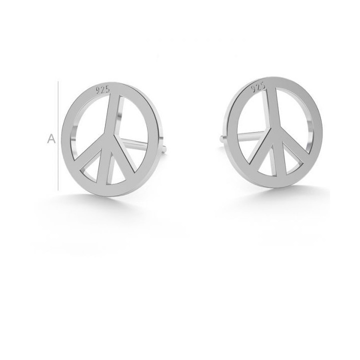G0964-Tije cercei PEACE SIGN 10mm - bijuterii personalizate din argint | simoshop