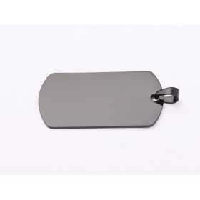 C033-Dog Tag INOX negru 43x24mm cu agatatoare-1buc - bijuterii personalizate din argint | simoshop
